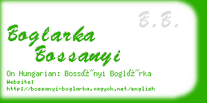 boglarka bossanyi business card